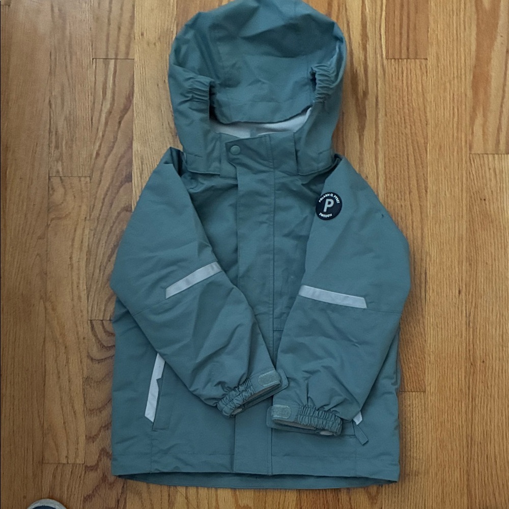 Polarn O. Pyret Sage Green Hooded Raincoat